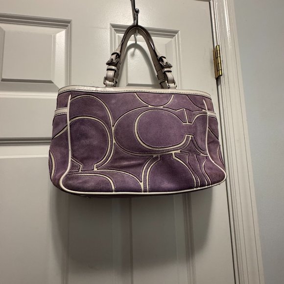 Coach lavendar suede and leather tote 9359 - Picture 8 of 15